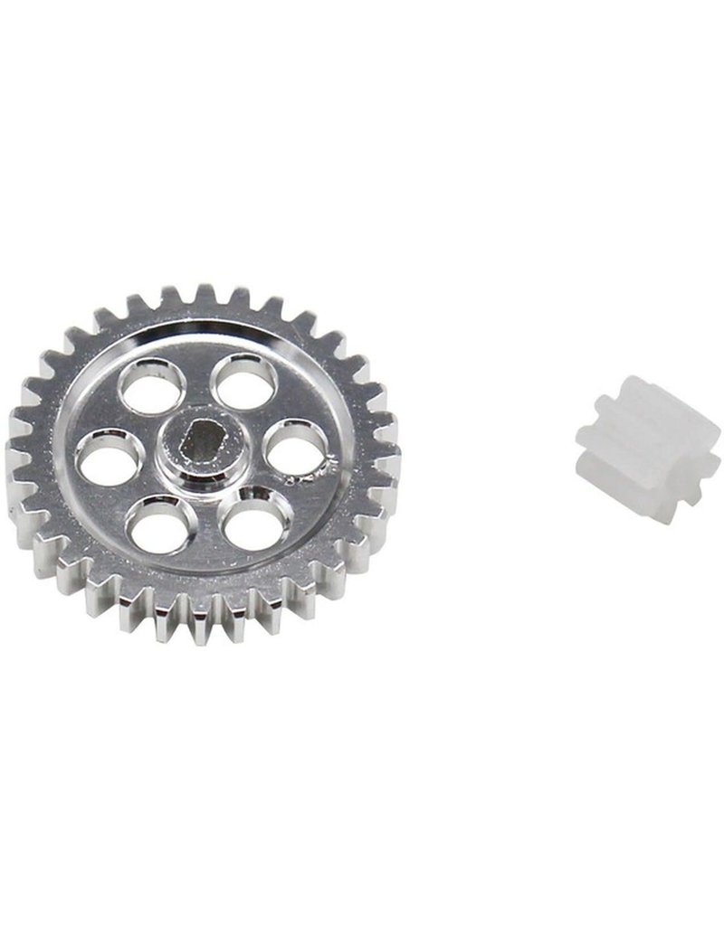 HOT RACING HRASXTF328M05 0.5 MOD 32T SPUR GEAR 8T PINION GEAR CONVERSION FOR AXIAL SCX24
