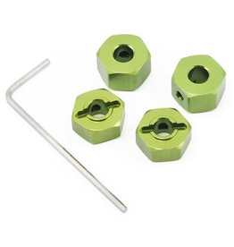 STRC SPTST3654-12G 12MM ALUMINUM " LOCK PIN STYLE" WHEEL HEX SET: GREEN (4)