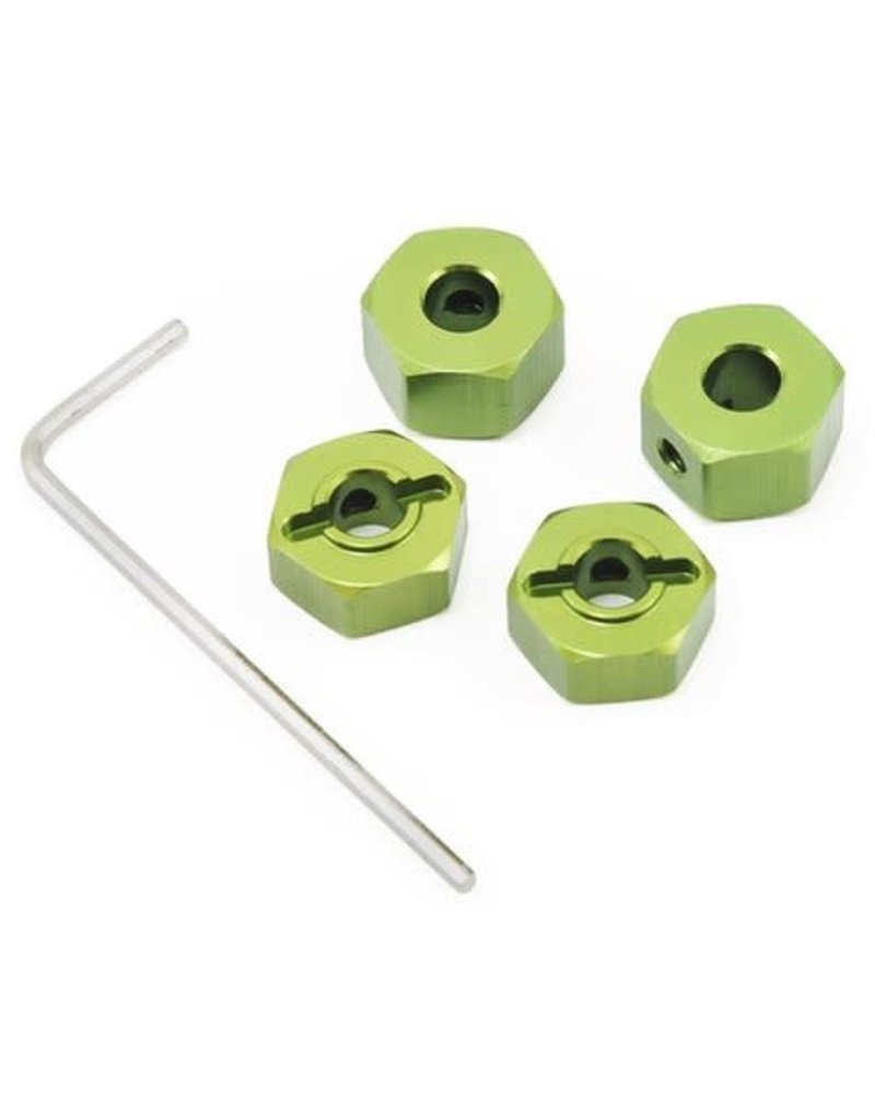 STRC SPTST3654-12G 12MM ALUMINUM " LOCK PIN STYLE" WHEEL HEX SET: GREEN (4)