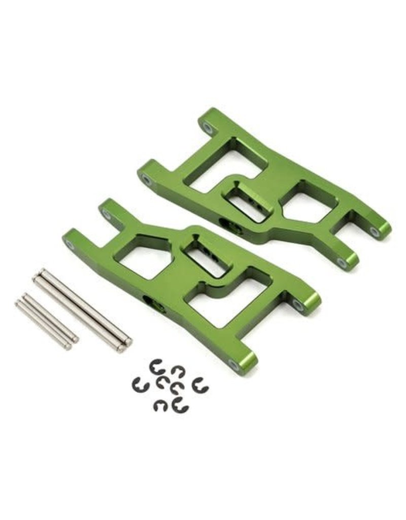STRC SPTST3631G ALUMINUM FRONT A-ARMS WITH PINS FOR TRAXXAS SLASH, STAMPEDE, RUSTLER: GREEN (2)