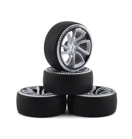 FIRE BRAND RC FBR1WHESSK695 SUPERSKUNK D2 PRE-MOUNTED SLICK DRIFT TIRES (4) (WHITE/BLACK)