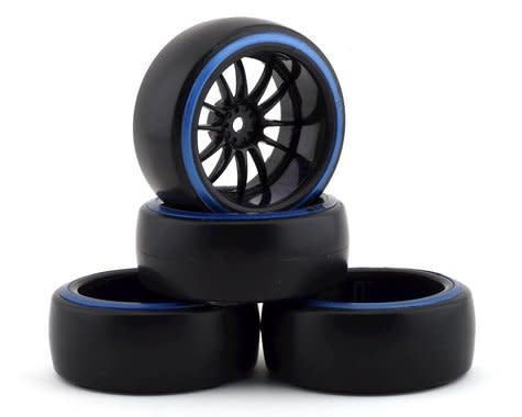 FBR1WHECHR947 CHAR D29B PRE-MOUNTED 2-PIECE SLICK DRIFT TIRES (4) (BLACK/BLUE)