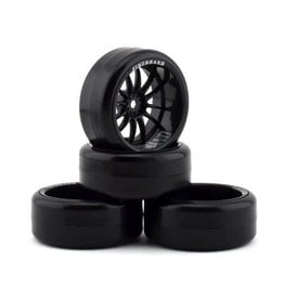 FIRE BRAND RC FBR1WHECHR092 CHAR D9 PRE-MOUNTED SLICK DRIFT TIRES (4) (BLACK)