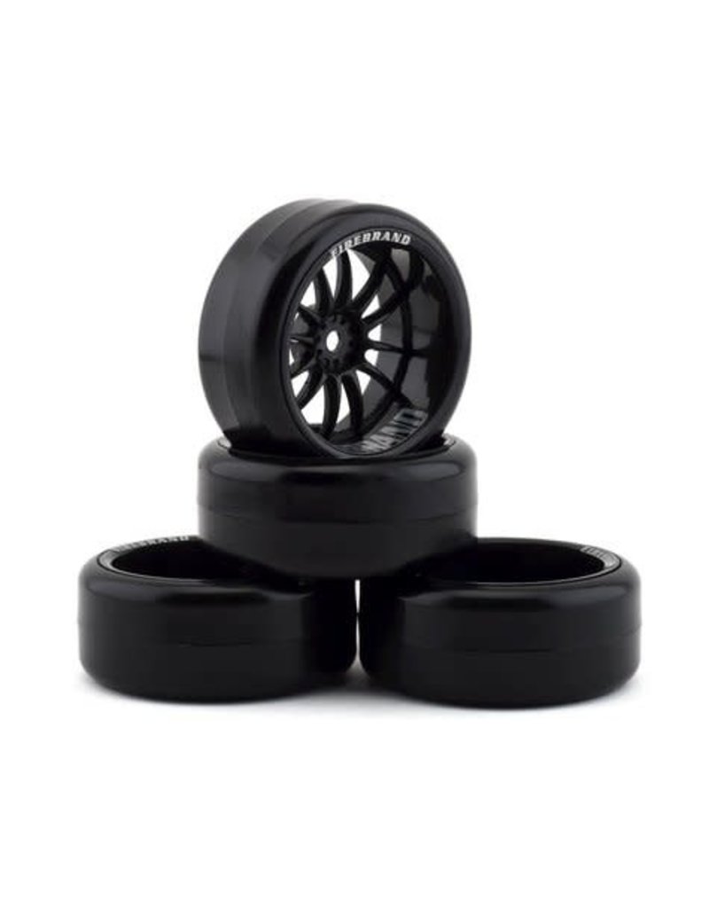 FIRE BRAND RC FBR1WHECHR092 CHAR D9 PRE-MOUNTED SLICK DRIFT TIRES (4) (BLACK)