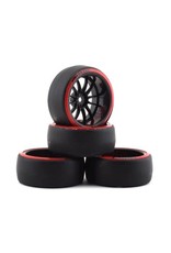 FIRE BRAND RC FBR1WHECHR923 CHAR D29R PRE-MOUNTED 2-PIECE SLICK DRIFT TIRES (4) (BLACK/RED)