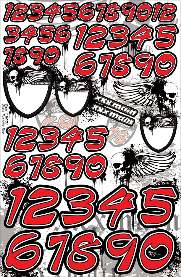 XXXN001 SKULL NUMBER RED