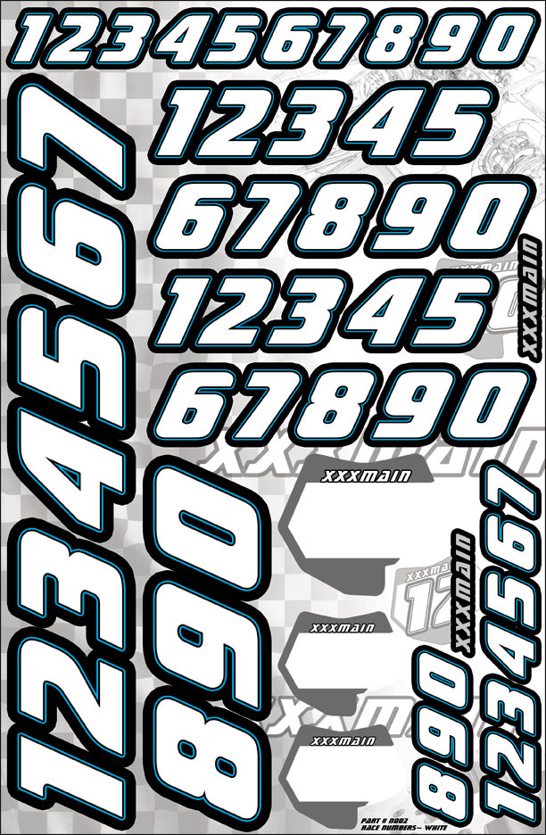 XXXN002 RACE NUMBERS WHITE