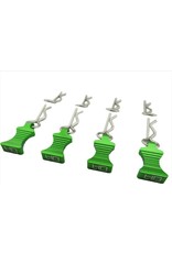 HOT RACING HRAAC03EZ05 1/10 ALUMINUM EZ PULLS W/BODY CLIPS: GREEN (4)