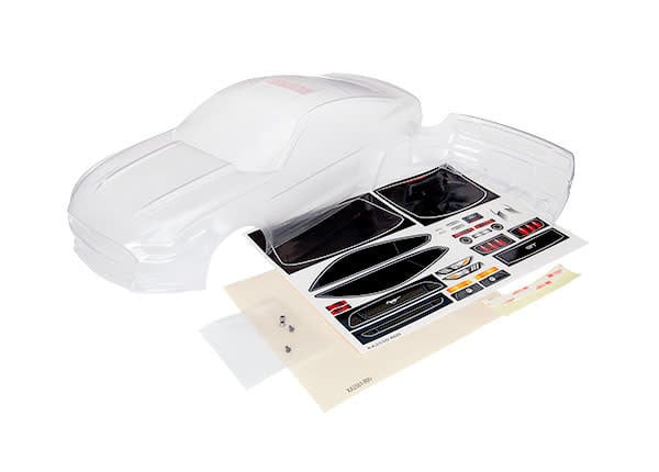 TRA8312 BODY, FORD MUSTANG (CLEAR, REQUIRES PAINTING)/ WINDOW MASKS/ DECAL SHEET