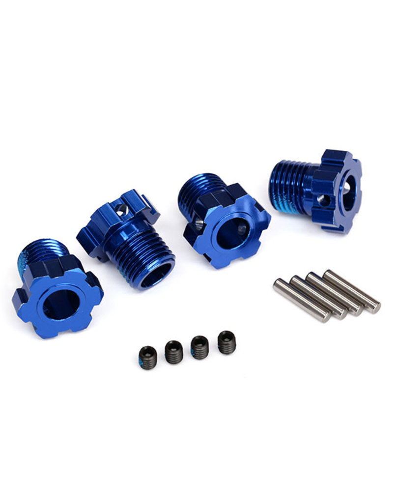 TRAXXAS TRA8654 WHEEL HUBS, SPLINED, 17MM (BLUE-ANODIZED) (4)/ 4X5 GS (4), 3X14MM PIN (4)