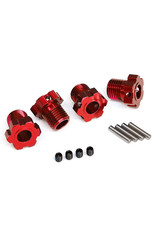 TRAXXAS TRA8654R WHEEL HUBS, SPLINED, 17MM (RED-ANODIZED) (4)/ 4X5 GS (4), 3X14MM PIN (4)