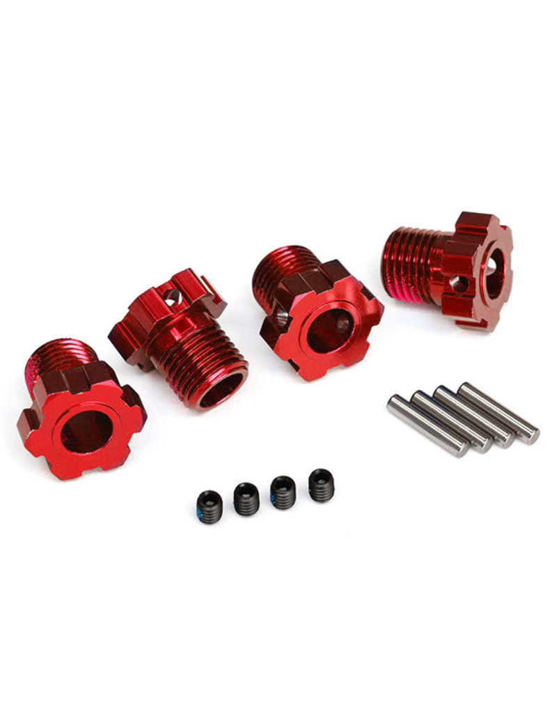 TRAXXAS TRA8654R WHEEL HUBS, SPLINED, 17MM (RED-ANODIZED) (4)/ 4X5 GS (4), 3X14MM PIN (4)