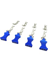 HOT RACING HRAAC03EZ06 1/10 ALUMINUM EZ PULLS W/BODY CLIPS: BLUE (4)