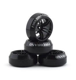FIRE BRAND RC FBR1WHEICE607 FIREBRAND RC ICESTAR XD9 0° PRE-MOUNTED SLICK DRIFT TIRES (4) (BLACK)
