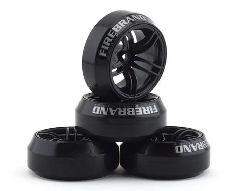 FBR1WHEICE607 FIREBRAND RC ICESTAR XD9 0° PRE-MOUNTED SLICK DRIFT TIRES (4) (BLACK)