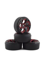 FIRE BRAND RC FBR1WHEHYD503 FIREBRAND RC HYDRA XDR3 5 PRE-MOUNTED SLICK DRIFT TIRES (4) (RED/BLACK)