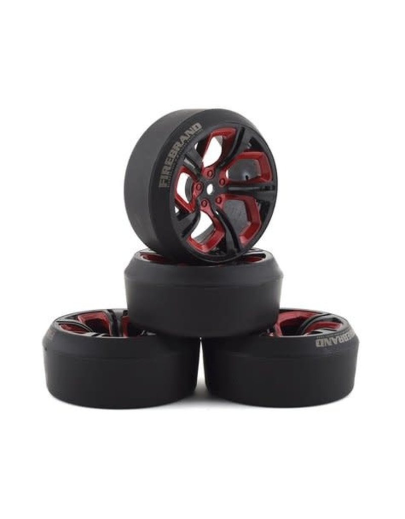 FIRE BRAND RC FBR1WHEHYD503 FIREBRAND RC HYDRA XDR3 5 PRE-MOUNTED SLICK DRIFT TIRES (4) (RED/BLACK)