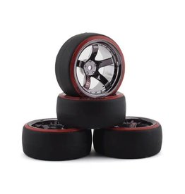 FIRE BRAND RC FBR1WHEHI5966 FIREBRAND RC HIGHFIVE D29 PRE-MOUNTED SLICK DRIFT TIRES (4) (SMOKE CHROME)