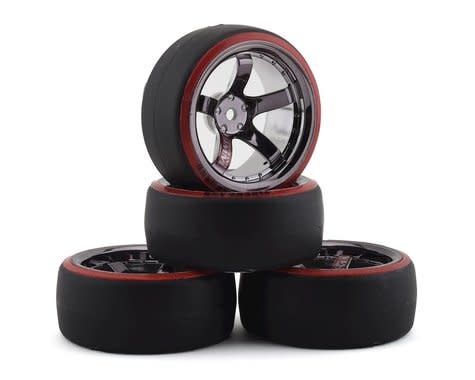 FBR1WHEHI5966 FIREBRAND RC HIGHFIVE D29 PRE-MOUNTED SLICK DRIFT TIRES (4) (SMOKE CHROME)