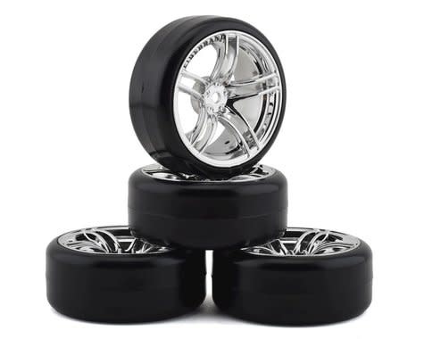 FBR1WHEICE085 ICESTAR D PRE-MOUNTED SLICK DRIFT TIRES (4) (ICE/CHROME)