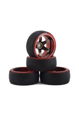 FIRE BRAND RC FBR1MTXHI5474 HIGHFIVE D2M12 PRE-MOUNTED SLICK DRIFT TIRES (4) (RED/SILVER)