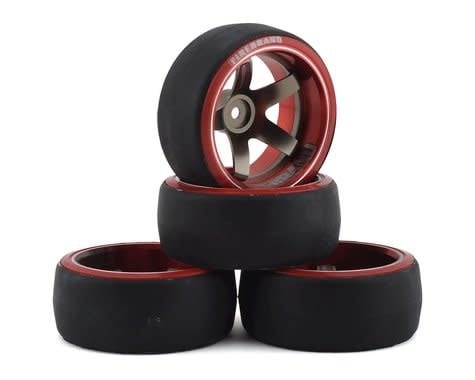 FBR1MTXHI5474 HIGHFIVE D2M12 PRE-MOUNTED SLICK DRIFT TIRES (4) (RED/SILVER)