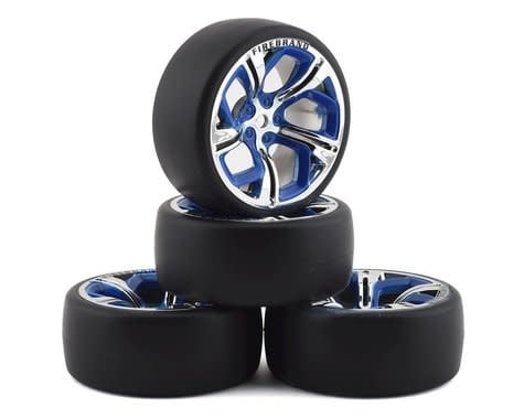 FBR1WHEDKM874 DARKMATTER XDR9 5 PRE-MOUNTED SLICK DRIFT TIRES (4) (BLUE/CHROME)