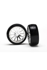 TRAXXAS TRA7573 TIRES & WHEELS, ASSEMBLED, GLUED (12-SPOKE CHROME WHEELS, SLICK TIRES) (2)