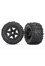TRAXXAS TRA8672 TIRES & WHEELS, ASSEMBLED, GLUED (BLACK WHEELS, TALON EXT TIRES, FOAM INSERTS) (2) (17MM SPLINED) (TSM RATED)