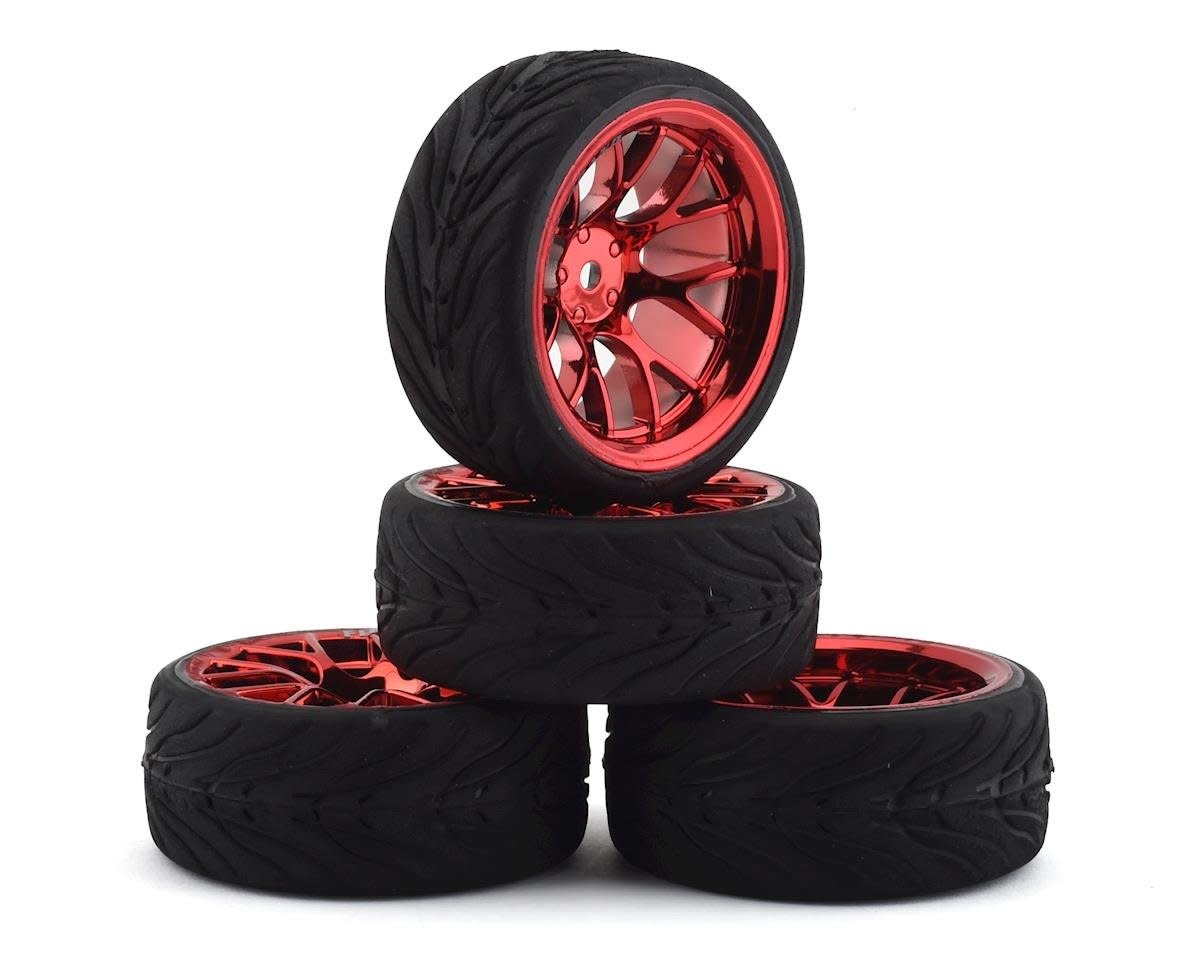 FBR1WHEHYP886 HYPERNOVA RT39 PRE-MOUNTED ON-ROAD TIRES (4) (RED CHROME)