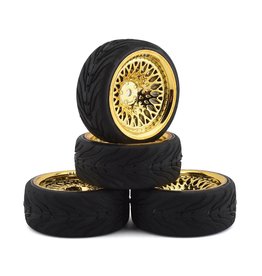 FIRE BRAND RC FBR99589 CROWNJEWEL RT39 PRE-MOUNTED ON-ROAD TIRES (4) (GOLD)