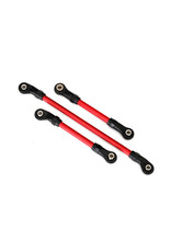 TRAXXAS TRA8146R STEERING LINK, 5X117MM (1)/ DRAGLINK, 5X60MM (1)/ PANHARD LINK, 5X63MM (RED POWDER COATED STEEL) (ASSEMBLED WITH HOLLOW BALLS) (FOR USE WITH #8140R TRX-4 LONG ARM LIFT KIT)