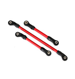 TRAXXAS TRA8146R STEERING LINK, 5X117MM (1)/ DRAGLINK, 5X60MM (1)/ PANHARD LINK, 5X63MM (RED POWDER COATED STEEL) (ASSEMBLED WITH HOLLOW BALLS) (FOR USE WITH #8140R TRX-4 LONG ARM LIFT KIT)