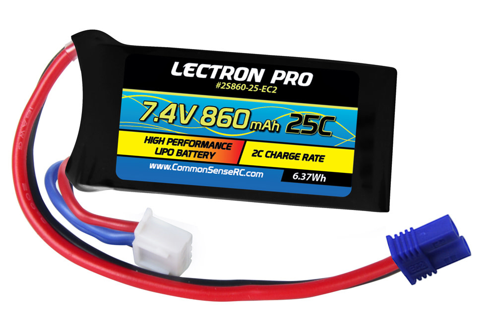 LECTRON PRO 2S LIPO 7.4V 860MAH 25C BATTERY: EC2