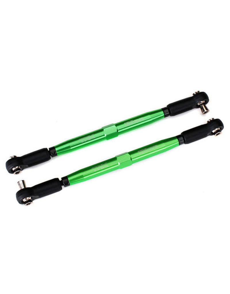 TRAXXAS TRA7748G TOE LINKS, X-MAXX (TUBES GREEN-ANODIZED, 7075-T6 ALUMINUM, STRONGER THAN TITANIUM) (157MM) (2)/ ROD ENDS, ASSEMBLED WITH STEEL HOLLOW BALLS (4)/ ALUMINUM WRENCH, 10MM (1)