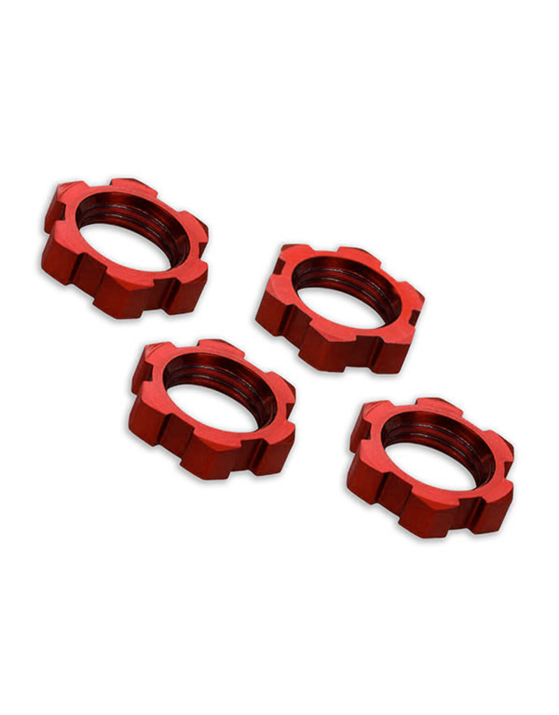 TRAXXAS TRA7758R WHEEL NUTS, SPLINED, 17MM, SERRATED (RED-ANODIZED) (4)