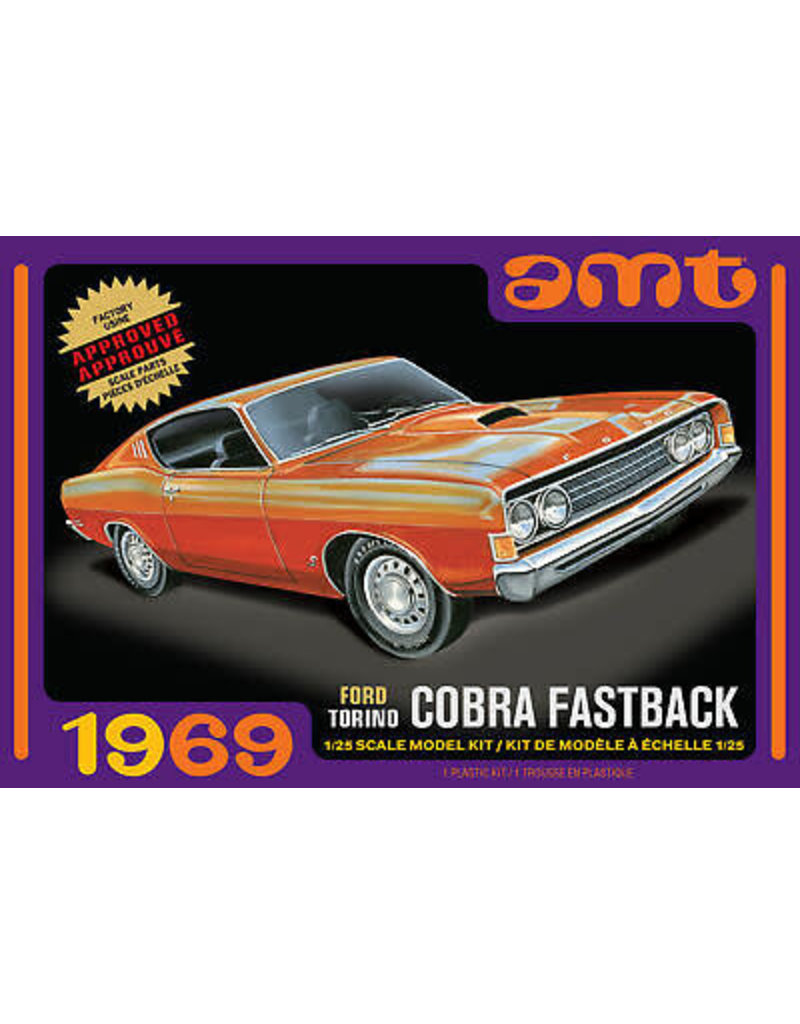 AMT AMT1217M 1/25 1969 FORD TORINO COBRA FASTBACK PLASTIC MODEL KIT