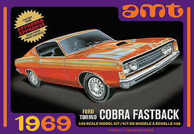 AMT1217M 1/25 1969 FORD TORINO COBRA FASTBACK PLASTIC MODEL KIT