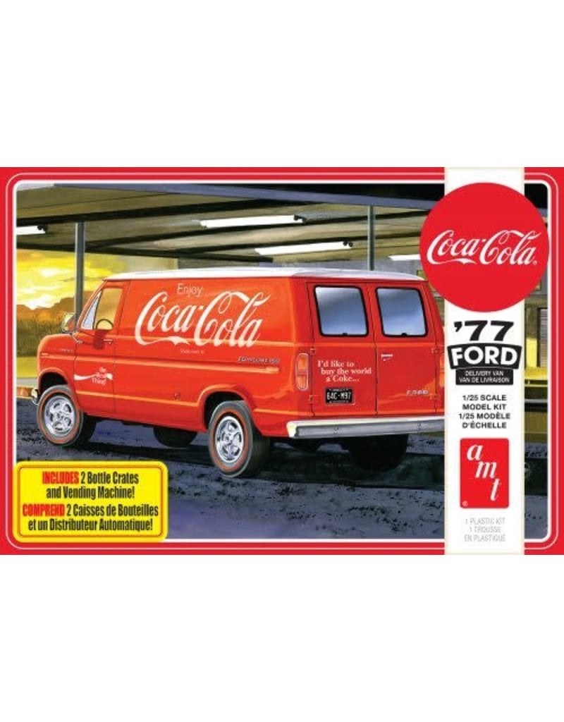 AMT AMT1173M 1/25 1977 FORD VAN W/ MCHNE COCA-COLA PLASTIC MODEL KIT