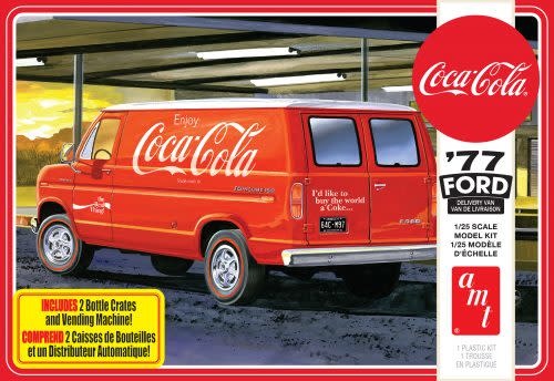 AMT1173M 1/25 1977 FORD VAN W/ MCHNE COCA-COLA PLASTIC MODEL KIT
