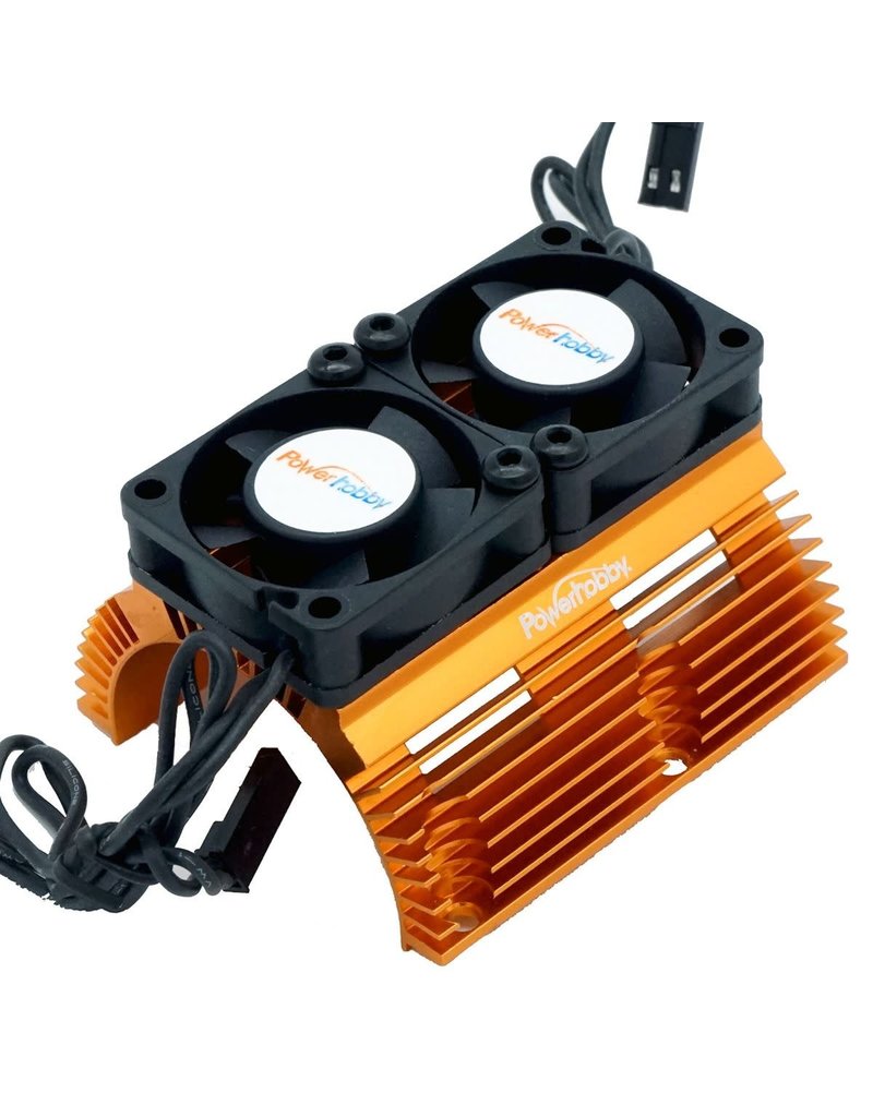 POWER HOBBY PHBPH1289ORANGE POWER HOBBY HEAT SINK WITH TWIN FAN
