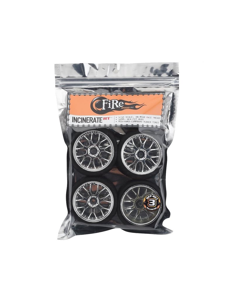 FIRE BRAND RC FBR1WHECIN061 INCINERATE RT PRE-MOUNTED ON-ROAD TIRES (4) (CHROME)