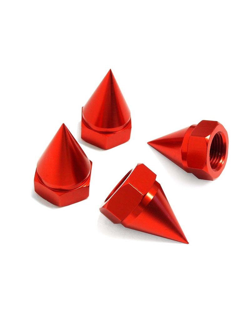 ROVAN RC RV97034R LT-SLT ENCLOSED POINTED CNC ALUMINUM WHEEL NUTS (4): RED