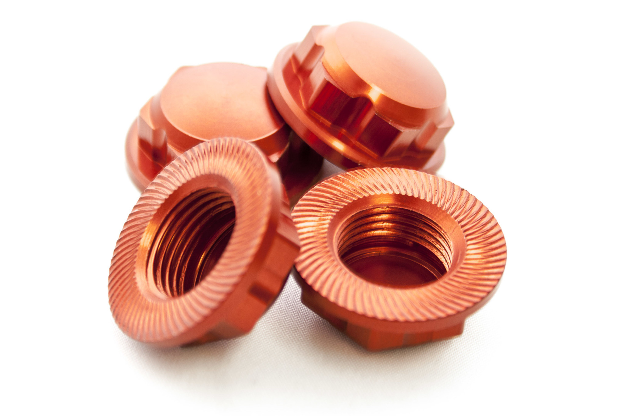 RV97035O LT, SLT ENCLOSED CNC ALUMINUM WHEEL NUTS (4): ORANGE