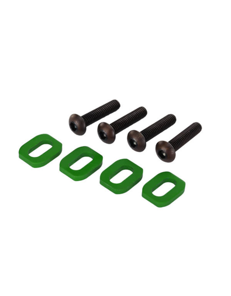 TRAXXAS TRA7759G WASHERS, MOTOR MOUNT, ALUMINUM (GREEN-ANODIZED) (4)/ 4X18MM BCS (4)