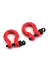 HOT RACING HRAACC808X02 1/10 SCALE ALUMINUM D-RING TOW SHACKLE: RED (2)