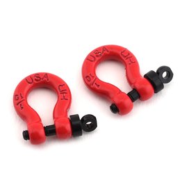 HOT RACING HRAACC808X02 1/10 SCALE ALUMINUM D-RING TOW SHACKLE: RED (2)