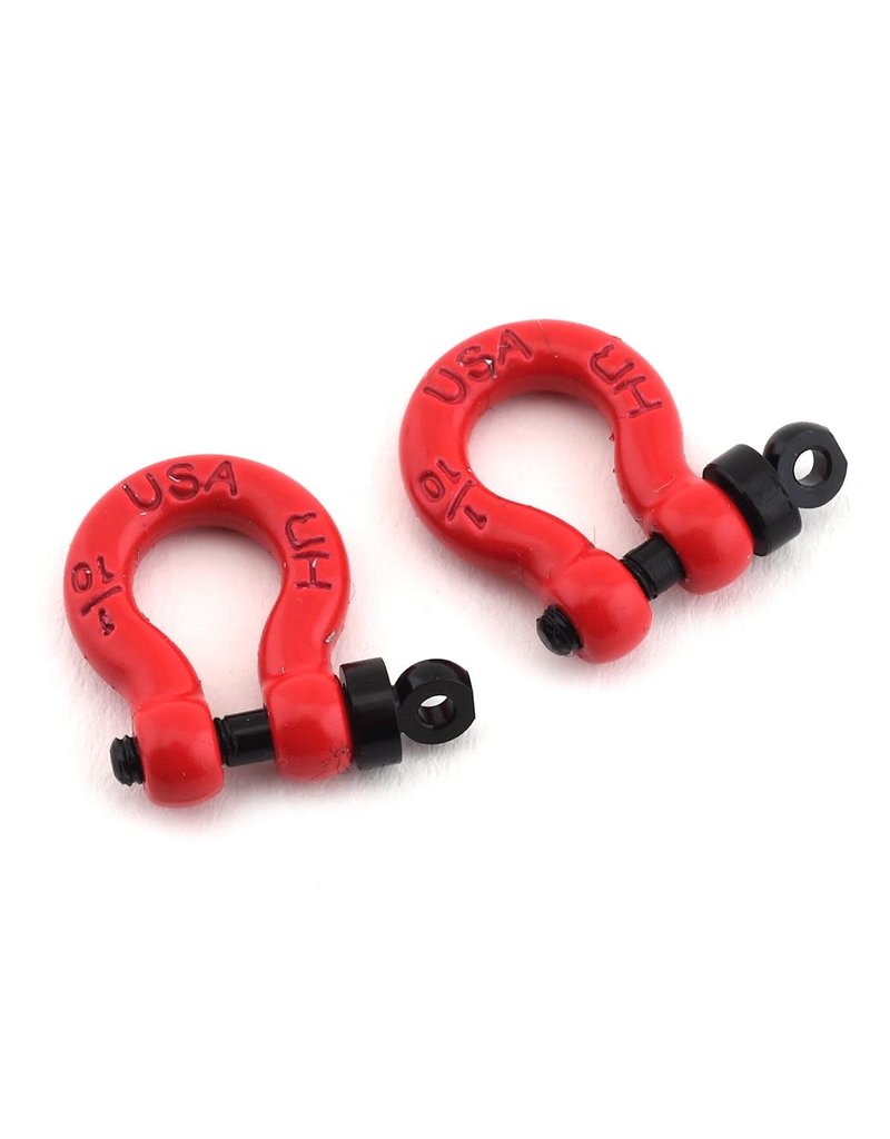 HOT RACING HRAACC808X02 1/10 SCALE ALUMINUM D-RING TOW SHACKLE: RED (2)