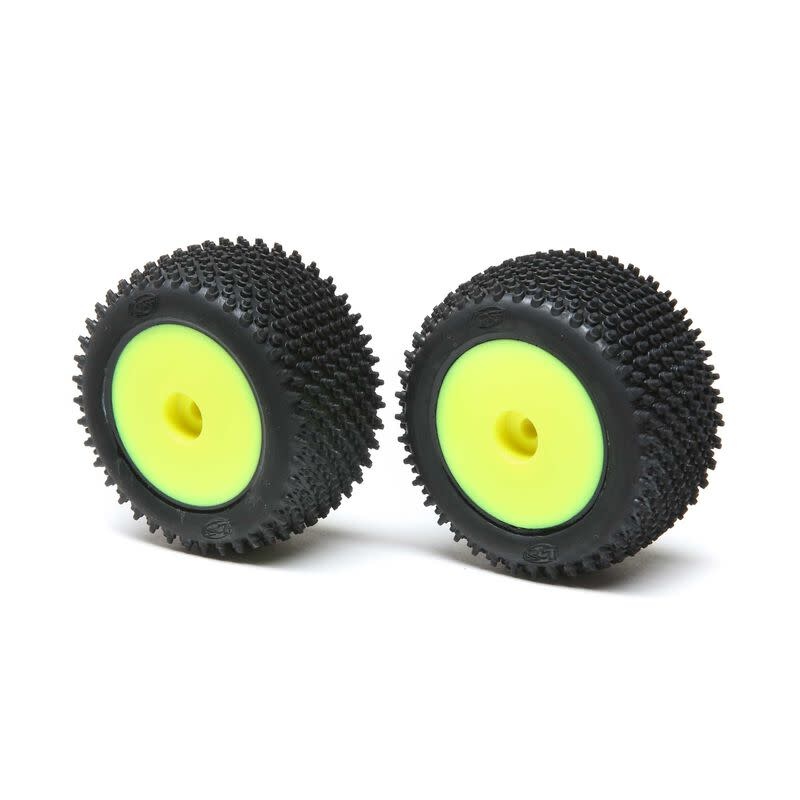 LOS41009 STEP PIN TIRES, REAR, MOUNTED,YELLOW: MINI-T 2.0 (2)