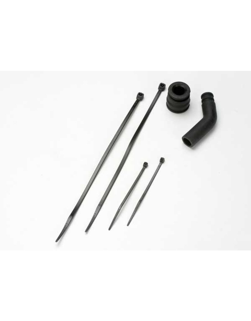TRAXXAS TRA5245X PIPE COUPLER, MOLDED (BLACK)/ EXHAUST DEFLECTER (RUBBER, BLACK)/ CABLE TIES, LONG (2)/ CABLE TIES, SHORT (2)